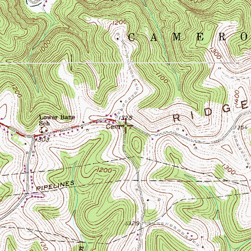 Topographic Map of Harris Cemetery, WV