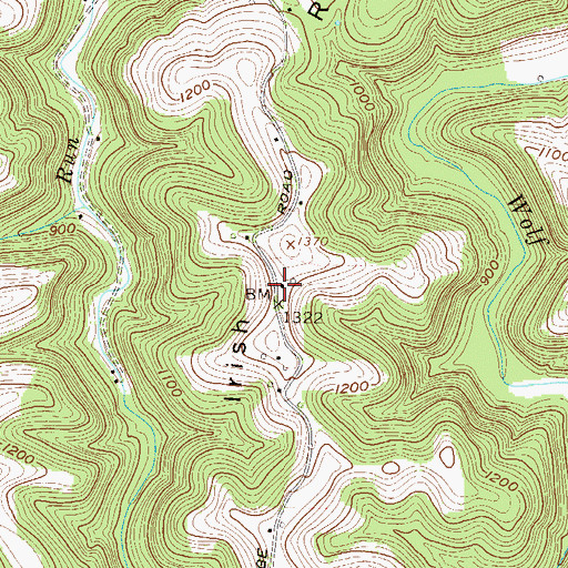 Topographic Map of Irish Ridge-Hazel Dell School (historical), WV