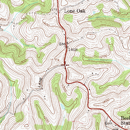 Topographic Map of Lone Oak School (historical), WV