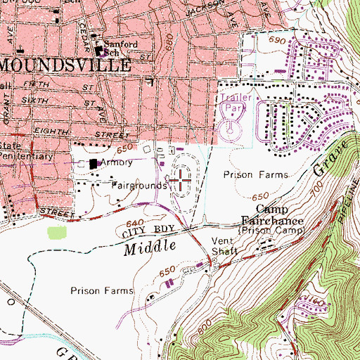 Topographic Map of Marshall County Fairgrounds, WV