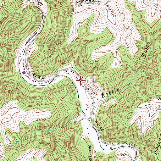 Topographic Map of Middle Grave Creek Church of the Brethren, WV
