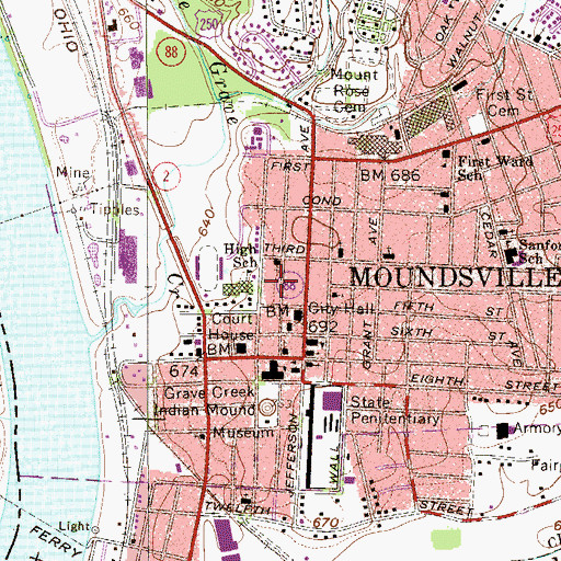 Topographic Map of Miracle Valley Regional Library System Headquarters, WV