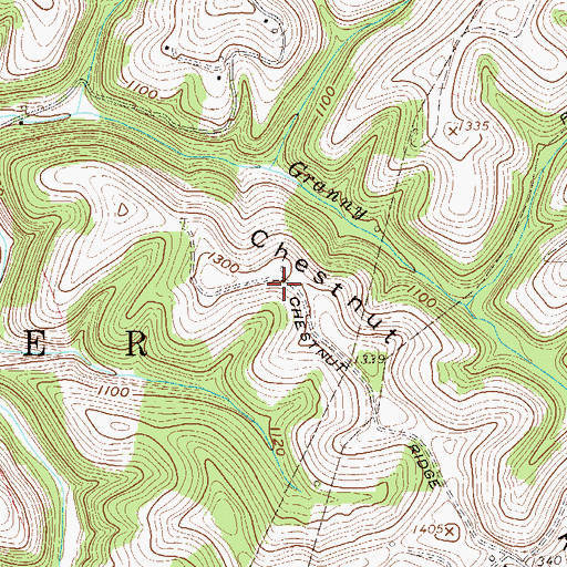 Topographic Map of Mount Clair-Chestnut Ridge School (historical), WV