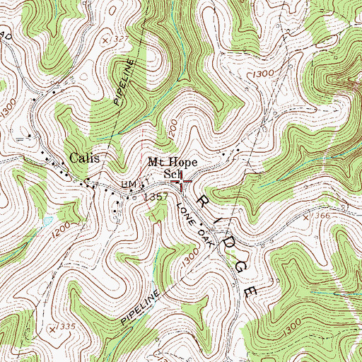 Topographic Map of Mount Hope Community Center, WV