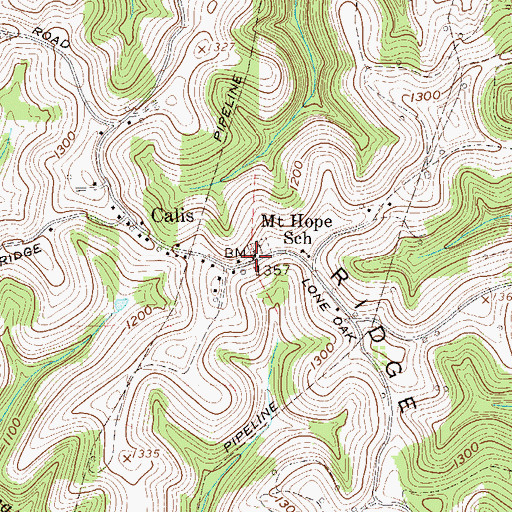 Topographic Map of Mount Hope United Methodist Church, WV