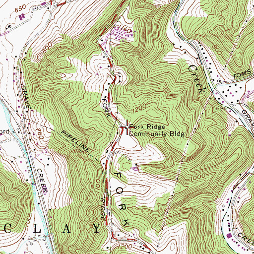Topographic Map of Pierce School (historical), WV