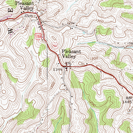 Topographic Map of Pleasant Valley School (historical), WV