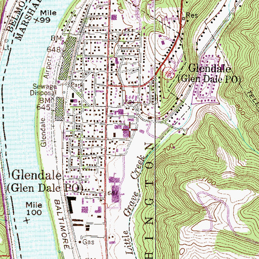 Topographic Map of Reynolds Memorial Hospital, WV