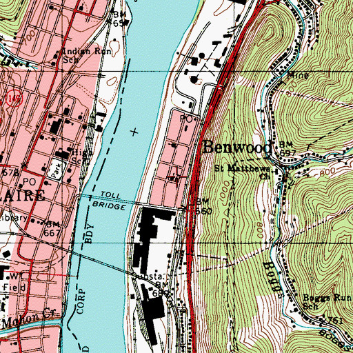 Topographic Map of Saint James and John School, WV