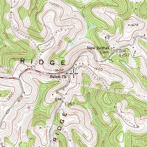 Topographic Map of Salem Cemetery, WV