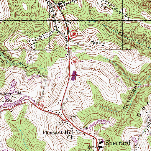 Topographic Map of Sherrard Middle School, WV