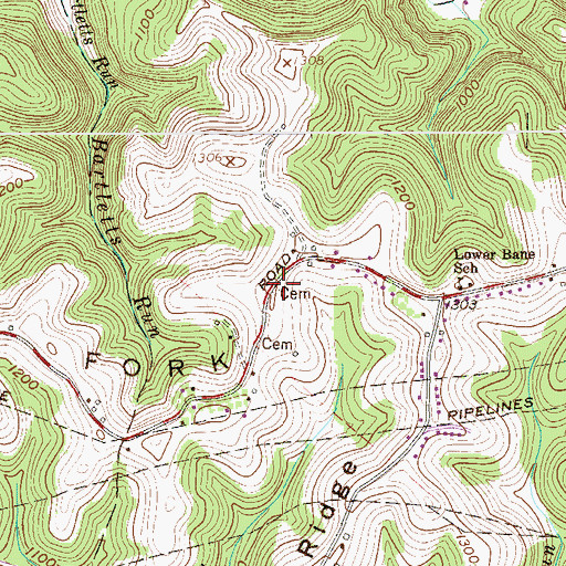 Topographic Map of Simmons Cemetery, WV