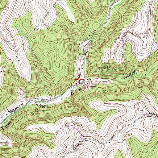 Topographic Map of Toms Run School (historical), WV