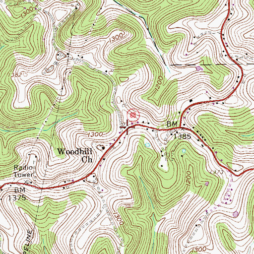 Topographic Map of Woodhill School (historical), WV
