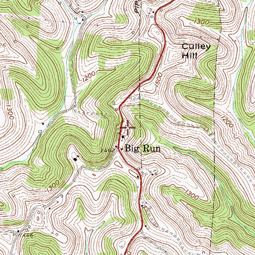 Topographic Map of Big Run Cemetery, WV