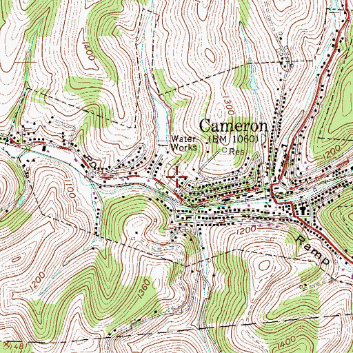 Topographic Map of Cameron Cemetery, WV