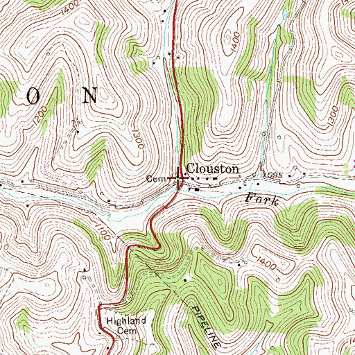 Topographic Map of Clouston United Methodist Church, WV