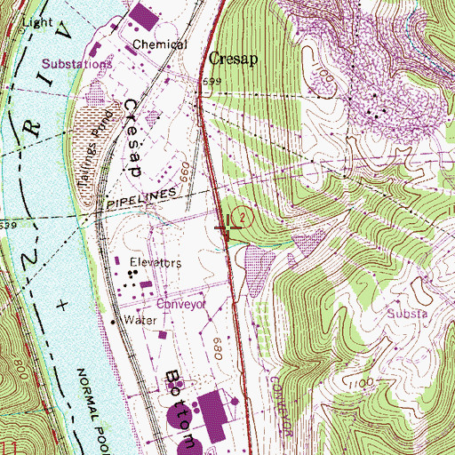 Topographic Map of Cresap Methodist Episcopal Church (historical), WV