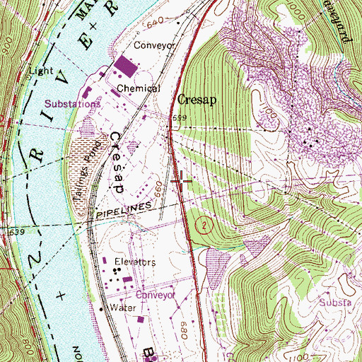Topographic Map of Fort Baker (historical), WV
