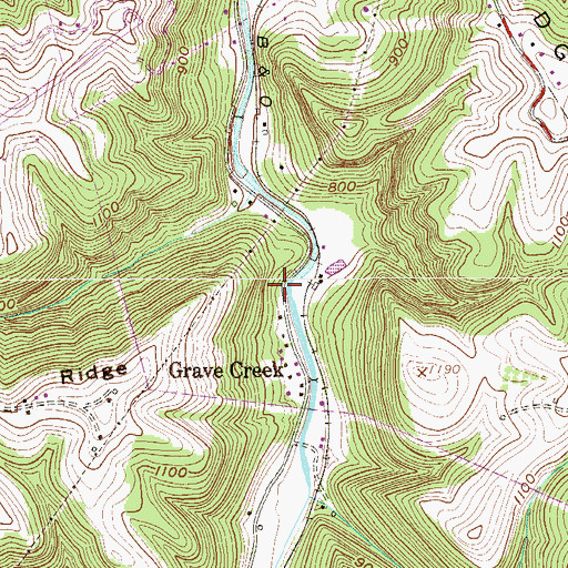 Topographic Map of Grave Creek School (historical), WV