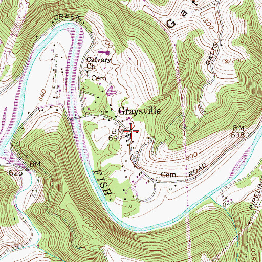 Topographic Map of Graysville School (historical), WV