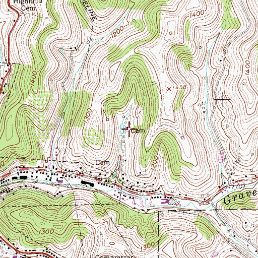 Topographic Map of Howard Cemetery, WV