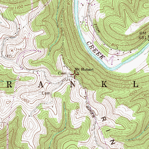 Topographic Map of Mount Hobart School (historical), WV