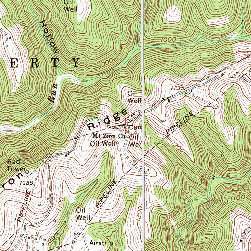 Topographic Map of Mount Zion Cemetery, WV
