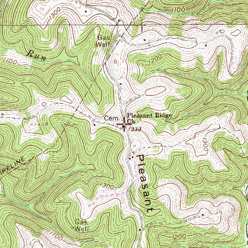 Topographic Map of Pleasant Ridge Cemetery, WV