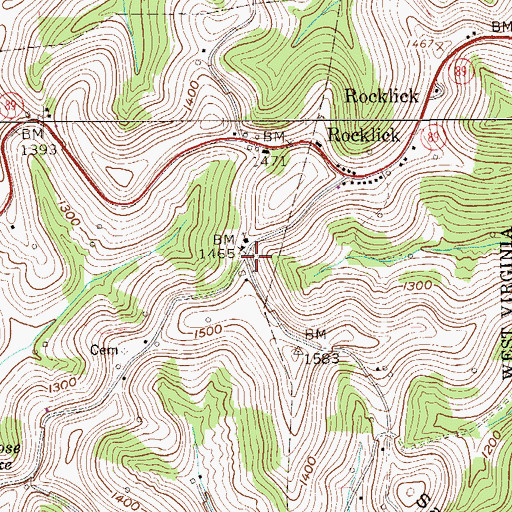 Topographic Map of Rock Lick Cemetery, WV