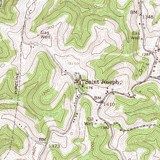 Topographic Map of Saint Josephs Cemetery, WV