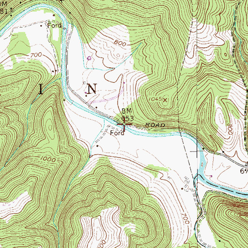 Topographic Map of Slippery Ford, WV