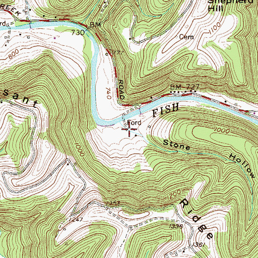 Topographic Map of Stony Hollow School (historical), WV