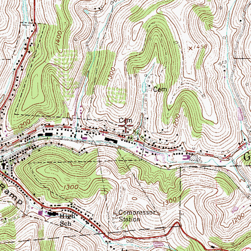 Topographic Map of Strope Cemetery, WV