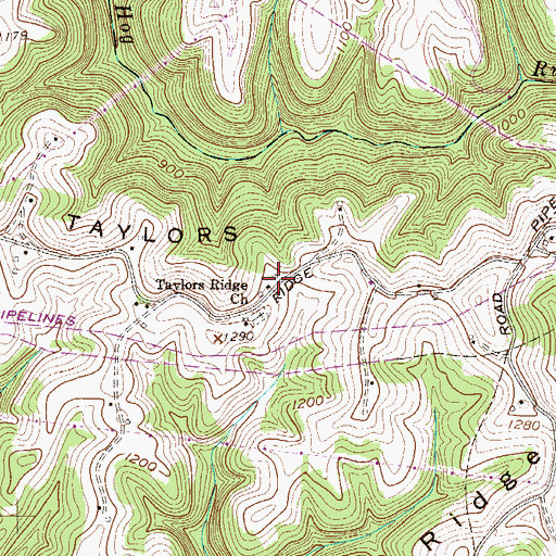 Topographic Map of Taylors Ridge School (historical), WV