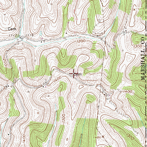 Topographic Map of White Cemetery, WV