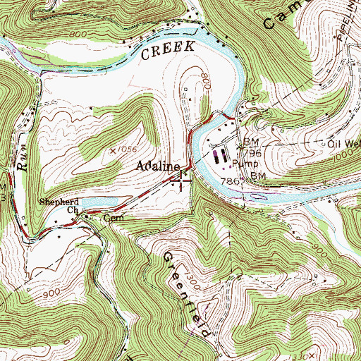 Topographic Map of Adaline Community Center, WV
