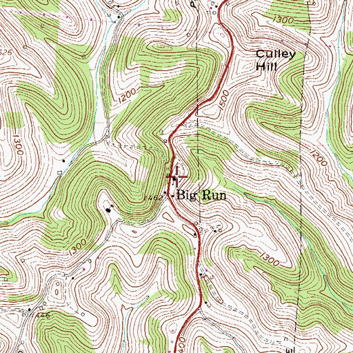 Topographic Map of Big Run Christian Church, WV