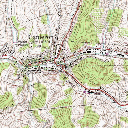 Topographic Map of Cameron Elementary School, WV