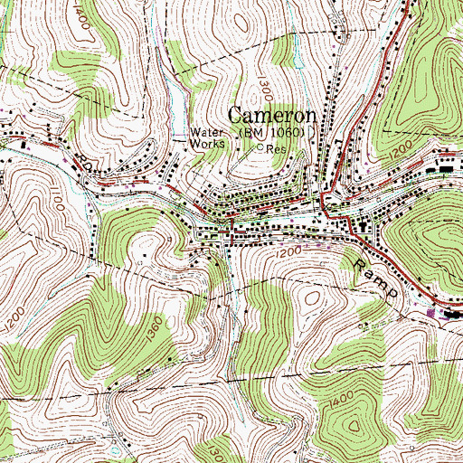 Topographic Map of Cameron Post Office, WV