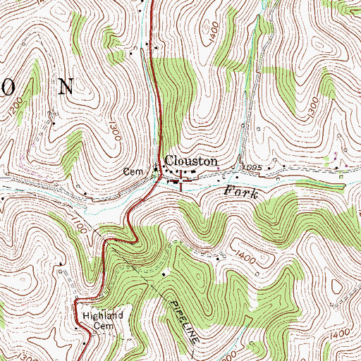 Topographic Map of Clouston School (historical), WV