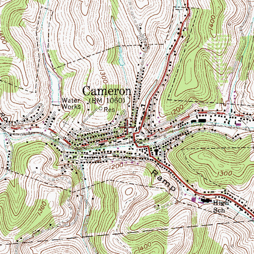 Topographic Map of First Baptist Church, WV