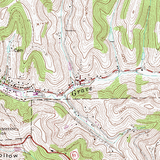 Topographic Map of Green Valley School (historical), WV