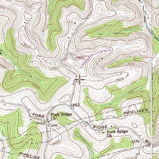 Topographic Map of Terrill Church (historical), WV