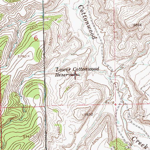 Topographic Map of Lower Cottonwood Reservoir, CO