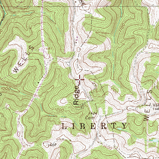 Topographic Map of Greenfield Church (historical), WV