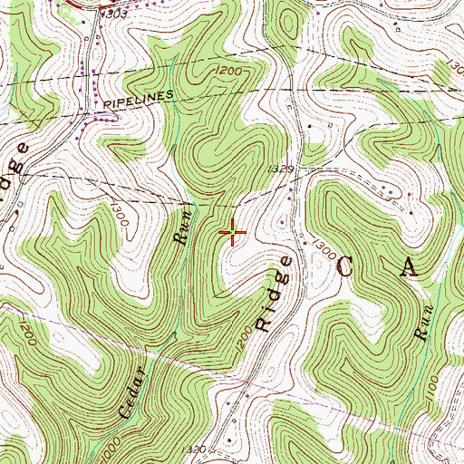 Topographic Map of Marshall County, WV