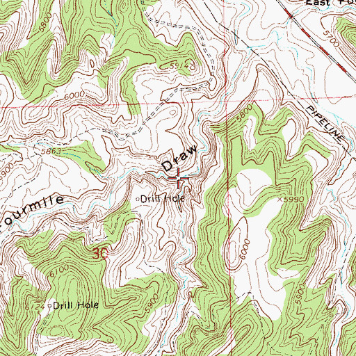Topographic Map of Little Fourmile Draw, CO