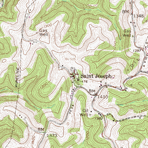 Topographic Map of Saint Joseph Community Center, WV