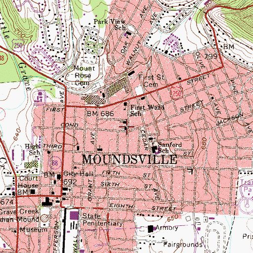 Topographic Map of Trinity Baptist Church, WV